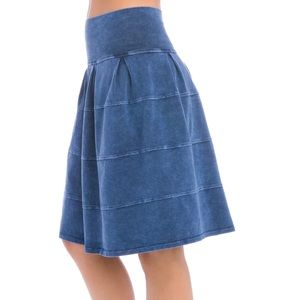 🔷Hardtail Pleated Blue Wash Denim Bell Skirt🔷